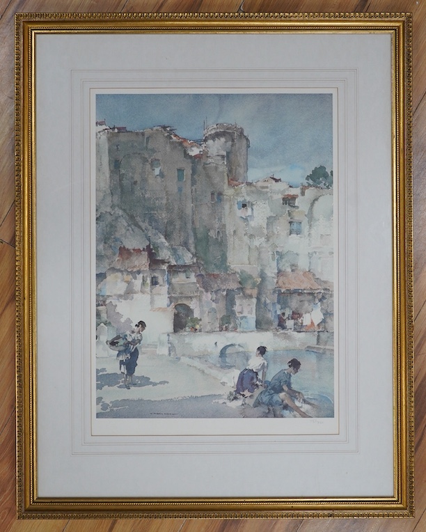 After William Russell Flint (1880-1969), colour print, Beyond the Walls, pencil numbered 757/850, blind-stamped, 52 x 38cm. Condition - fair to good, colours appear muted